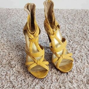 Bebe Yellow and Brown High Heeled Pumps